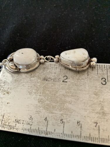 Navajo White Buffalo Turquoise Dangle Earrings | Sterling Silver | 2.50" | Authentic Native American Handmade | 1665