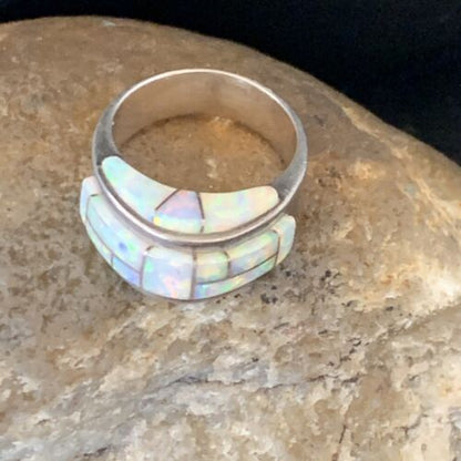 Navajo Pink Opal Inlay Band Ring | Sz 6 | Authentic Native American Handmade | 12403 - Masha USA