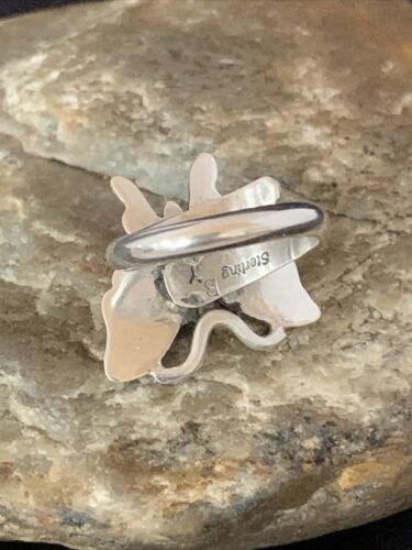 Navajo Blue Turquoise Butterfly Ring | Sterling Silver | Sz Adj 7 | Authentic Native American Handmade | 10676