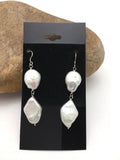 Native American Sterling Silver Pearl Dangle Earrings | 1.5" | 3079