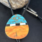 Men's Santo Domingo Bolo Tie | Turquoise Spiny Oyster | Sterling Silver Tips | Native American Handmade | 14632