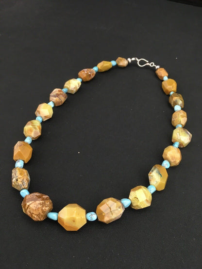 Native American Turquoise Nugget Necklace | Navajo Sterling Silver | 19" | 1139 - Masha USA