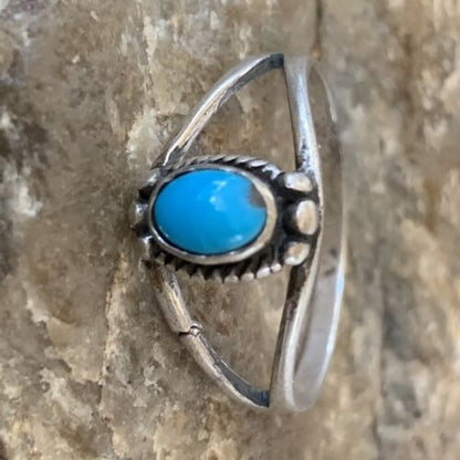 Southwestern Old Pawn Navajo Blue Turquoise Ring | Sterling Silver | Sz 9.5 | 10772
