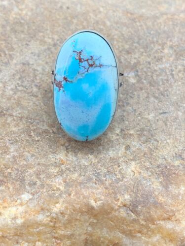 Navajo Blue Royston Turquoise Ring | Sterling Silver | Sz 9 | Authentic Native American Handmade | 10226