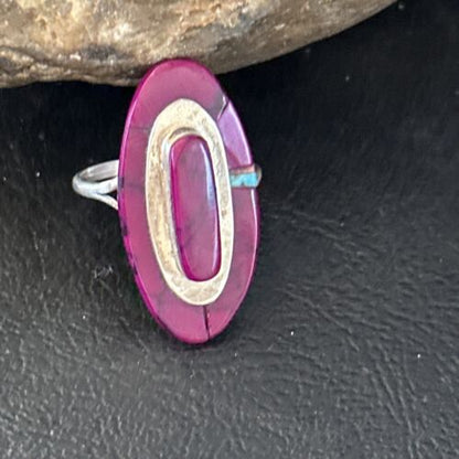 Navajo Purple Sugilite Inlay Ring | Sz 8 | Authentic Native American Handmade | 14453