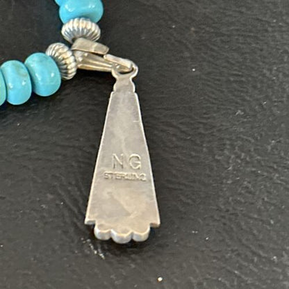 Navajo Blue Turquoise Sugilite Necklace Pendant | Sterling Silver Inlay | Authentic Native American Handmade | 14643