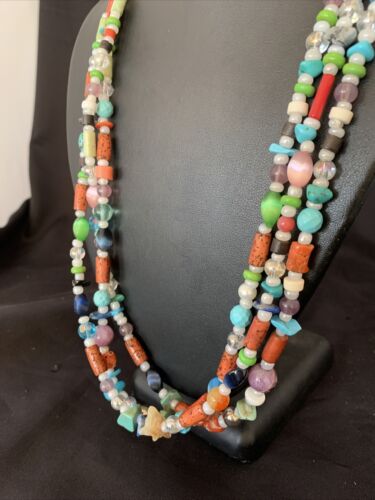 Native American Santo Domingo Pearl Mixed Bead Necklace | 3-Strand | 24" | 11989