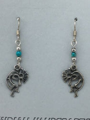 Navajo Kokopelli Turquoise Earrings | Sterling Silver | Authentic Native American Handmade | 1.25" | 4525