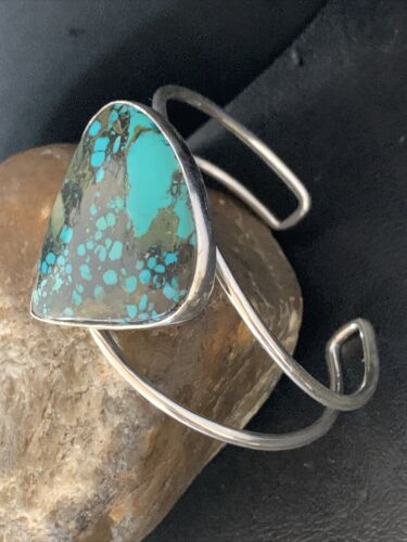 Handmade Sterling Silver Blue Spiderweb Turquoise Cuff Bracelet | Women's | 14069