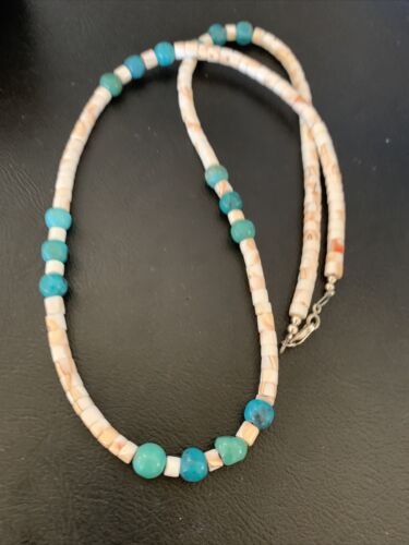 Navajo Pearls Turquoise Nugget Shell Necklace | Sterling Silver | 24" | Authentic Native American Handmade | 12543