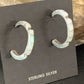 Native American Navajo Hoop Earrings Set | Sterling Silver White Opal | 12772
