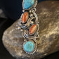 Navajo Turquoise Spiny Oyster Multi-Stone Ring | Authentic Native American Sterling Silver | Sz 8 | 14496