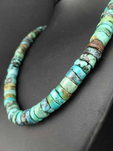 Southwestern Turquoise Heishi Bead Necklace | Sterling Silver | 10mm | 20" | 1152