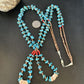 Santo Domingo Shell Turquoise Bead Pendant Jacla Necklace | 2 Strand | Pearls | Native American Handmade | 14633