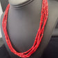 Native American Red Stabilized Coral Tubes Necklace | Sterling Silver | 18" | 1749