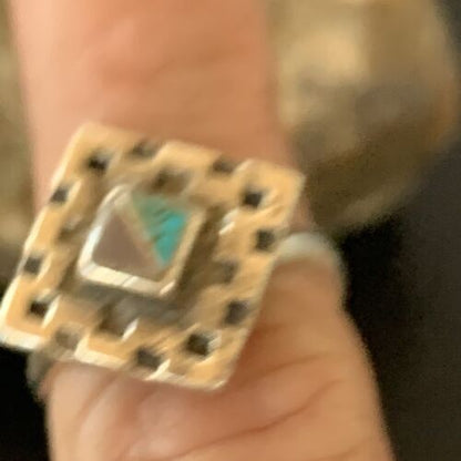 Native American Women's Navajo Blue Turquoise Sugilite Inlay Ring | Sz 7 | 11286
