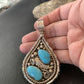 Southwestern Blue Turquoise Cluster Pendant | Authentic Men's Sterling Silver | Multi-Stone | 3" | 2104