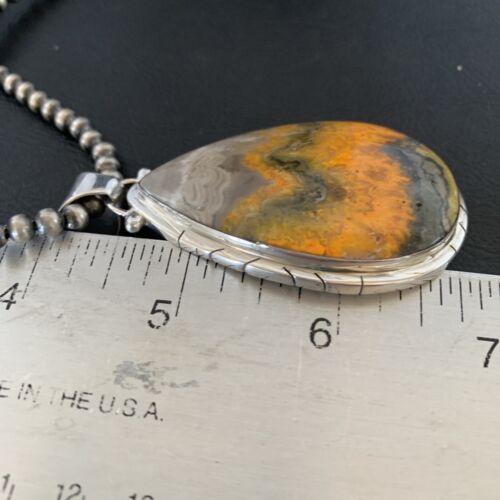 Navajo Pearls Sterling Silver Bumblebee Jasper Necklace Pendant | 21" | 10545