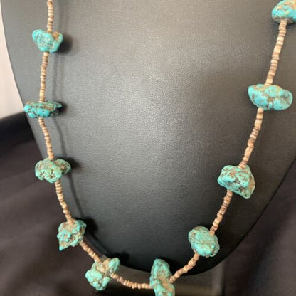 Navajo Turquoise Necklace | Sterling Silver | 24" | Authentic Native American Handmade | 10686
