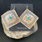 Navajo Blue Turquoise Earrings | Stamped Sterling Silver | Authentic Native American Handmade | 12912