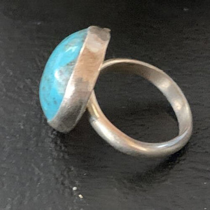 Navajo Blue Kingman Turquoise Ring | Sterling Silver | Sz 5 | Authentic Native American Handmade | 10215