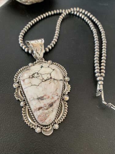 Navajo Wild Horse Turquoise Pendant Necklace | Sterling Silver | Authentic Native American Handmade | 1932