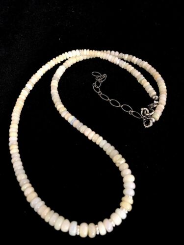 Native American Opal Ethiopian Bead Necklace | Sterling Silver | Authentic Handmade | 18" | 8746