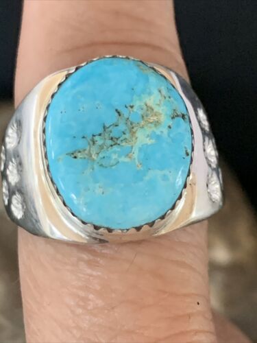 Southwestern Navajo Blue Kingman Turquoise Ring | Sterling Silver | Sz 11 | 14140
