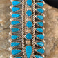 Navajo Blue Turquoise Cluster Ring | Authentic Native American Sterling Silver | Multi-Stone | Sz 7 | 506