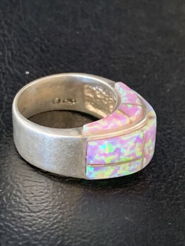 Navajo Pink Opal Inlay Band Ring | Sz 6.5 | Authentic Native American Handmade | 14161