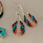 Handmade Liquid Silver Heishi Dangle Earrings | Turquoise Coral | Sterling Silver | 2" | 2001