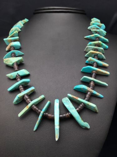 Navajo Green Turquoise & Bone Bead Necklace | Sterling Silver | 20" | Authentic Native American Handmade | 4360