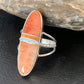 Navajo Red Spiny Oyster Opal Inlay Ring | Sterling Silver | Sz 8 | Authentic Native American Handmade | 11581