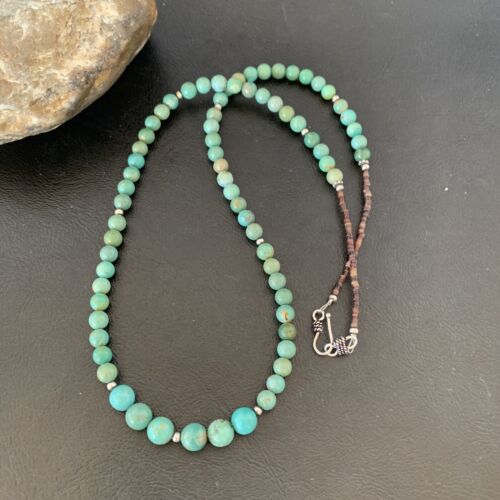 Navajo Royston Green Turquoise Shell Heishi Necklace | Sterling Silver | 23" | Authentic Native American Handmade | 10918