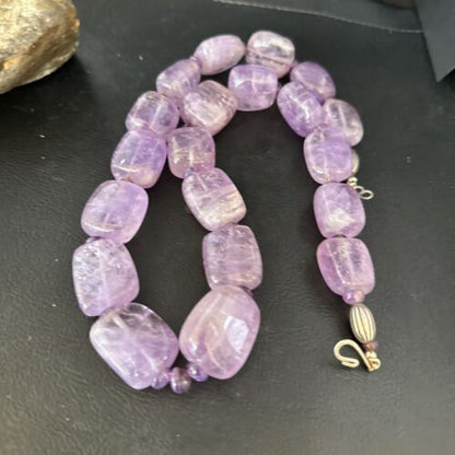 Navajo Chunky Purple Amethyst Necklace | Sterling Silver | 22" | Authentic Native American Handmade | 14297
