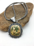 Navajo Royston Turquoise Pendant Necklace | Sterling Silver | Authentic Native American Handmade | 4215