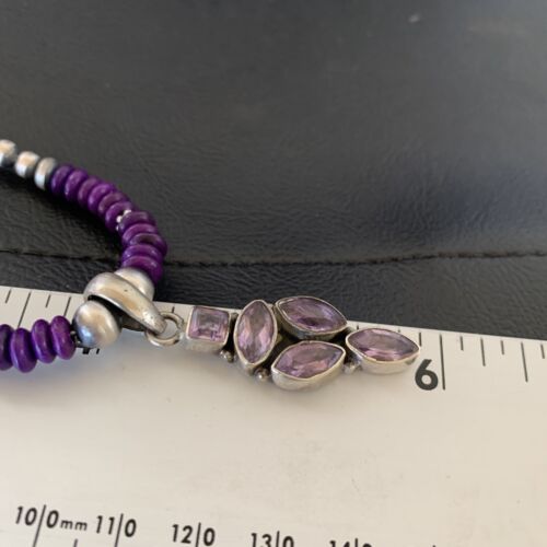 Navajo Amethyst Sugilite Necklace Pendant | Sterling Silver | Multi-Stone | Authentic Native American Handmade | 12375