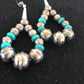 Navajo Turquoise Bead Earrings | Sterling Silver | Stamped | Native American | 10202