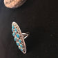 Navajo Kingman Turquoise Cluster Ring | Authentic Native American Sterling Silver | Multi-Stone | Sz 7.5 | 8392