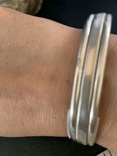 Old Pawn Southwestern Stamped Cuff Bracelet | Navajo Sterling Silver | Authentic Native American Handmade | 13831