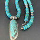 Navajo Pearls Spiderweb Beads Turquoise Necklace Pendant | Sterling Silver | Authentic Native American | Graduated | 22" | 10222