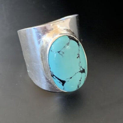Navajo Blue Turquoise Ring | Sterling Silver | Sz 10 | Authentic Native American Handmade | 14231