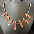 Navajo Spiny Oyster Stick Bead Necklace | Sterling Silver | 20" | Authentic Native American Handmade | 14328