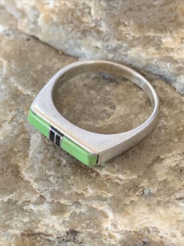 Native American Women's Navajo Green Gaspiete Onyx Inlay Ring | Sz 6.5 | 11154
