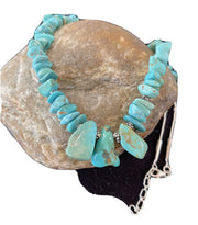 Navajo Blue Turquoise Nugget Beads Necklace | Sterling Silver | Authentic Native American Handmade | 22" | 01345
