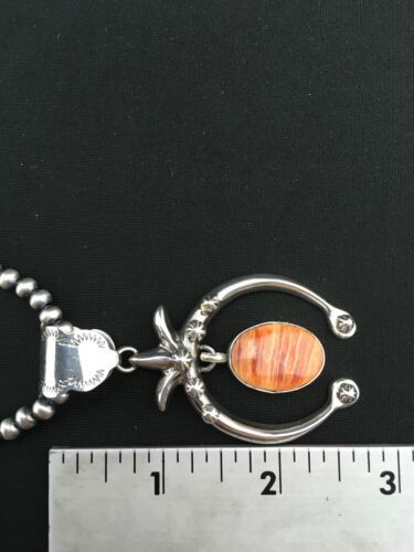 Navajo Pearl Spiny Oyster Naja Pendant | Sterling Silver | 3" | Authentic Native American Handmade | 1307