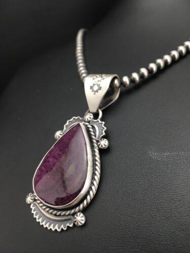 Navajo Purple Spiny Oyster Pendant with Pearls | Sterling Silver Necklace | Authentic Native American Handmade | 4874 - Masha USA