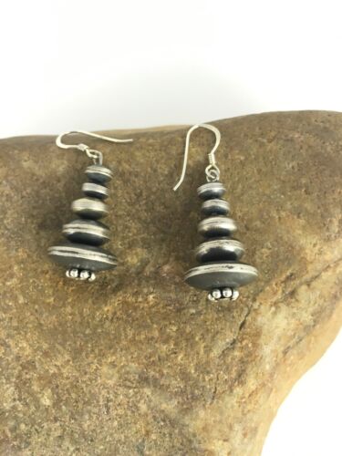 Native American Navajo Pearls Bead Earrings | Sterling Silver | 1.5" | 8861