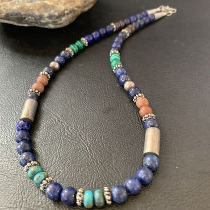 Authentic Tommy Singer Necklace | Blue Lapis Turquoise | Sterling Silver | 15" | 10392