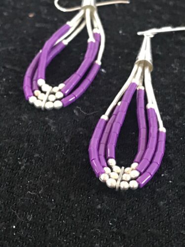 Sterling Silver Purple Sugilite Dangle Earrings | Navajo | 2"